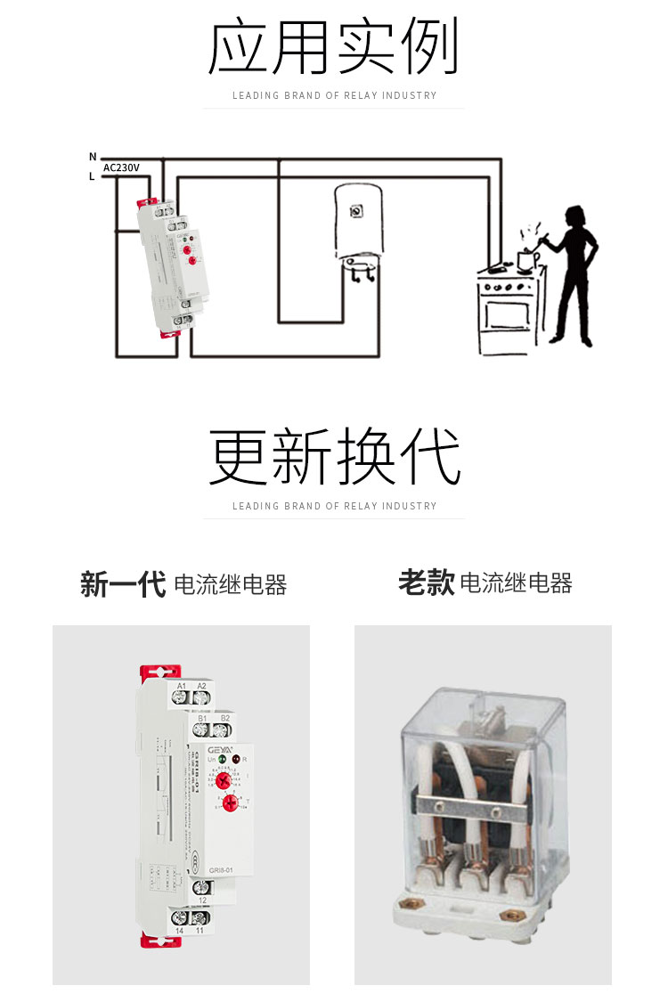 应用实例、新旧电流继电器对比图